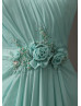 Beaded One Shoulder Mint Chiffon Modern Evening Dress